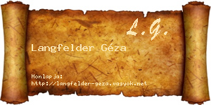 Langfelder Géza névjegykártya